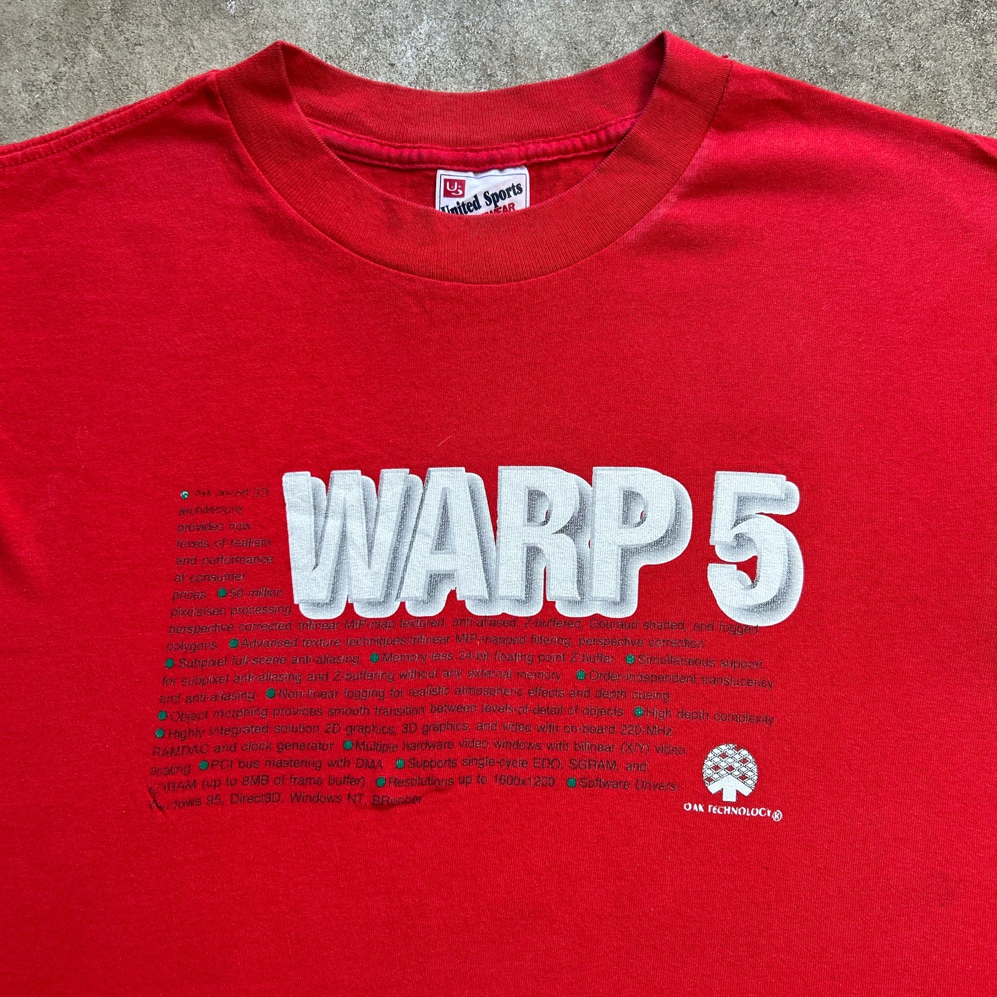 Vintage 90s WARP 5, 3D OAK Technology, T-shirt