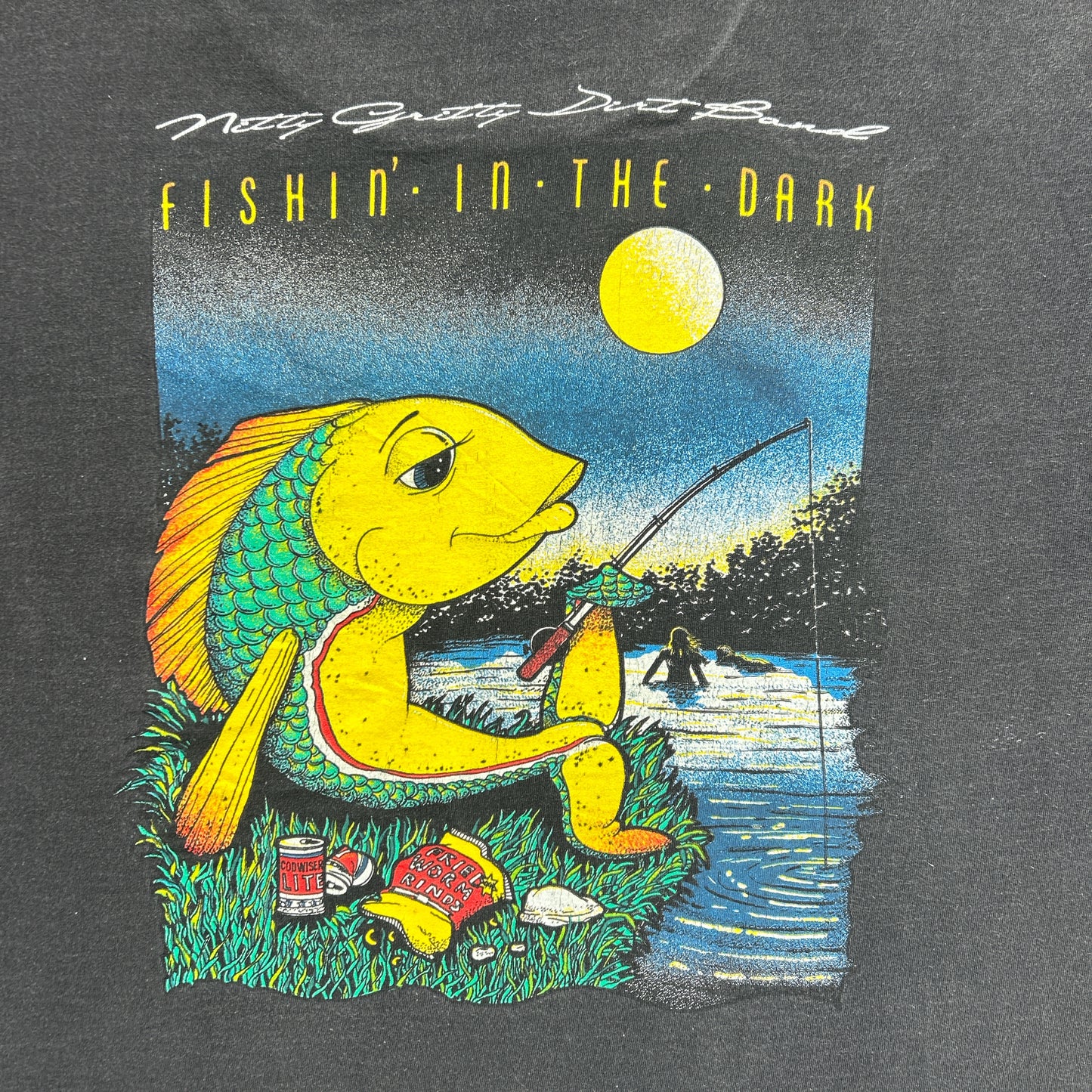 Vintage 90s Nitty Gritty Dirt Band Jimmy Ibbotson "fishin in the dark" T-Shirt