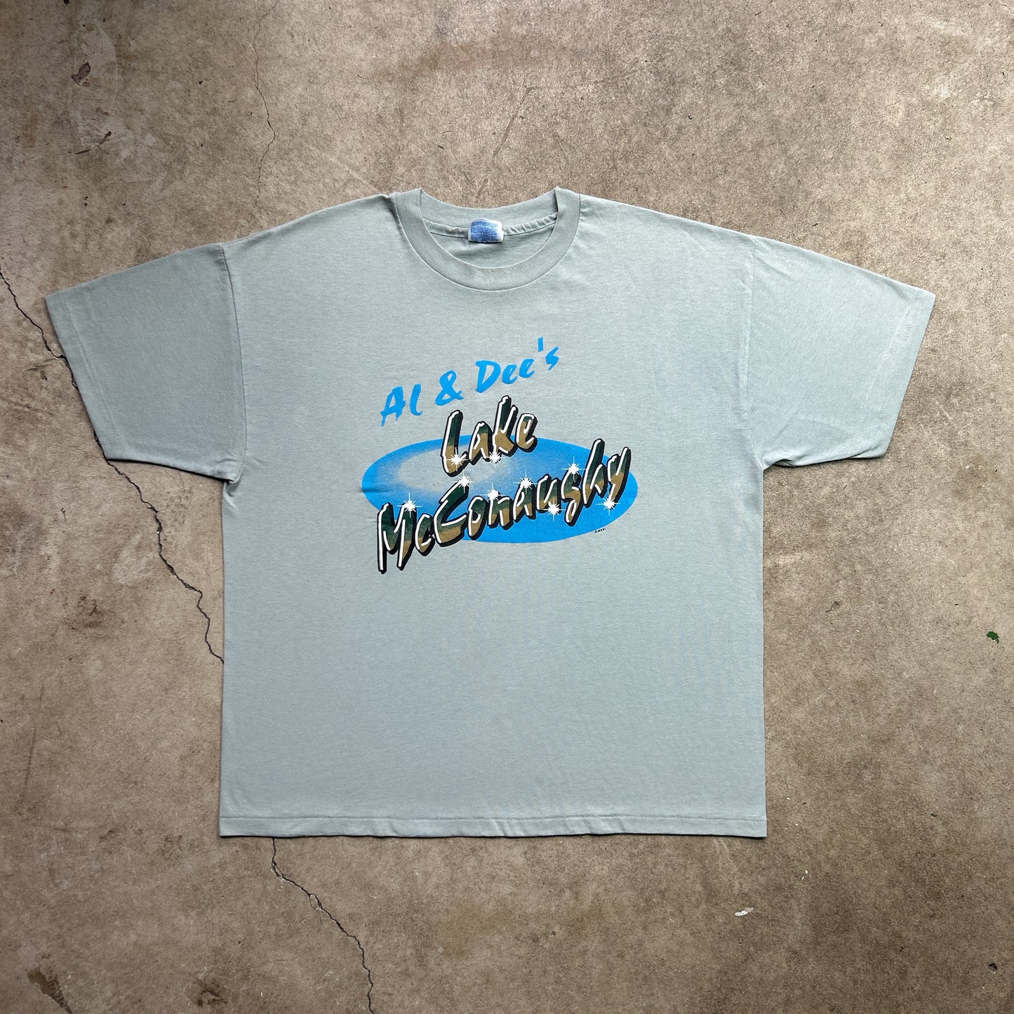 Vintage 90s Al & Dec's Lake McConaughy, USA, Y2K Mr Clean Style Graphic Print T-shirt