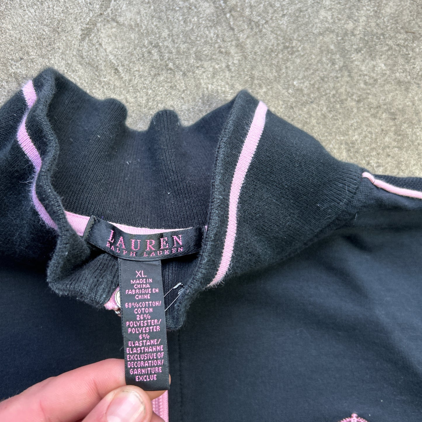 Vintage 2000s Lauren Ralph Lauren Pink and Black Tracksuit Jumper