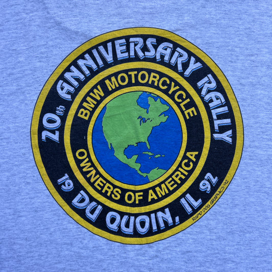 Vintage 90s BMW Motorcycles Owners Of America 20th Anniversary Rally 1992 T-shirt