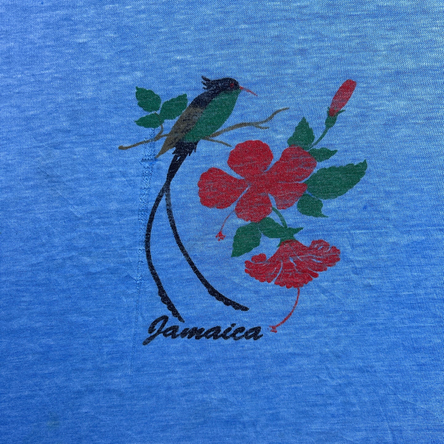 Vintage 70s Jamaica, Nature Bird Flower T-shirt