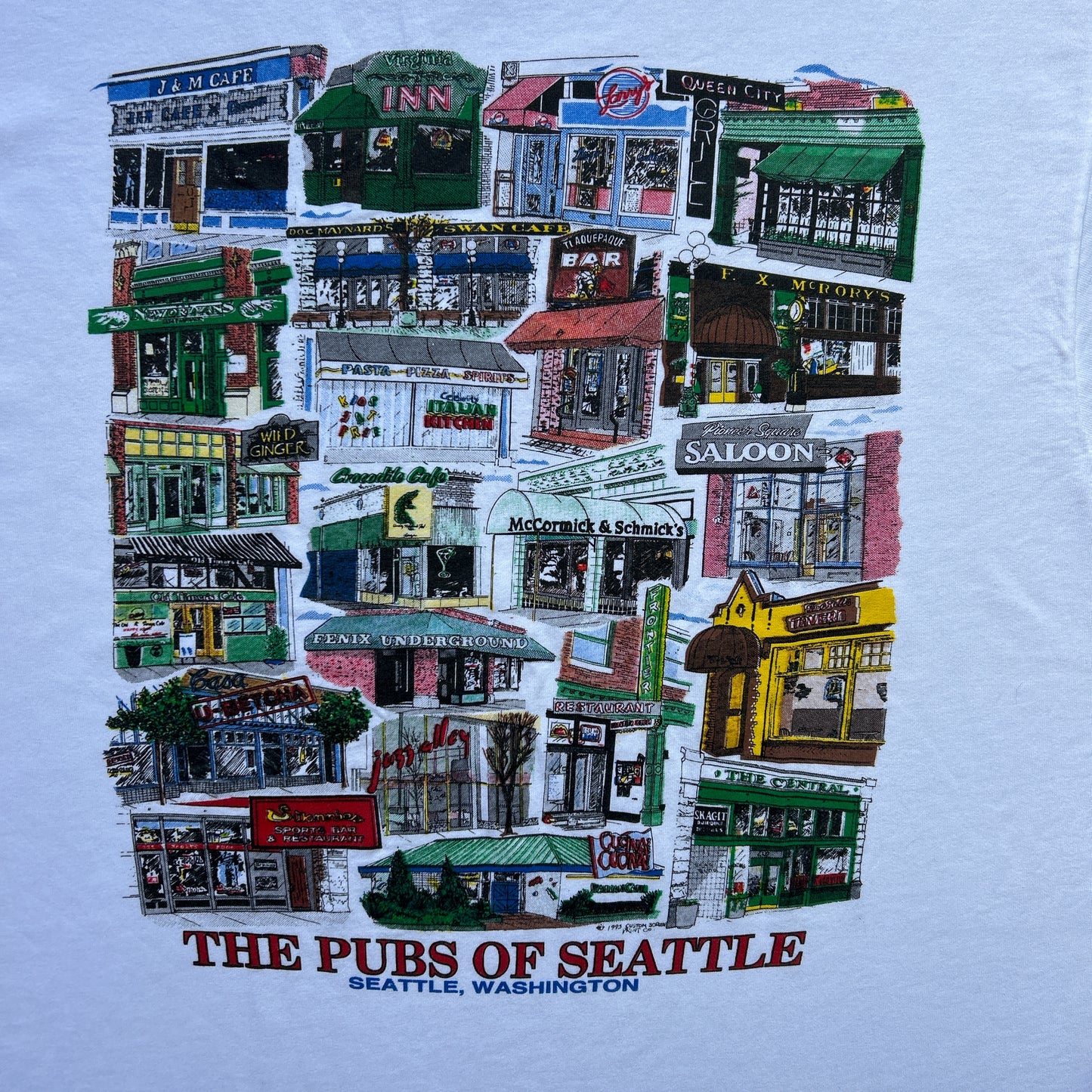 Vintage 90s The Pubs Of Seattle, USA 1993 T-shirt