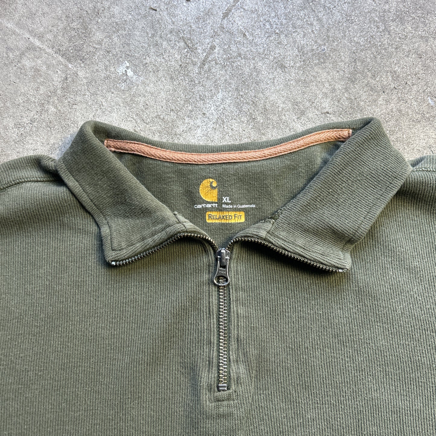 Vintage 2000s Khaki Green Carhartt Quater Zip Jumper