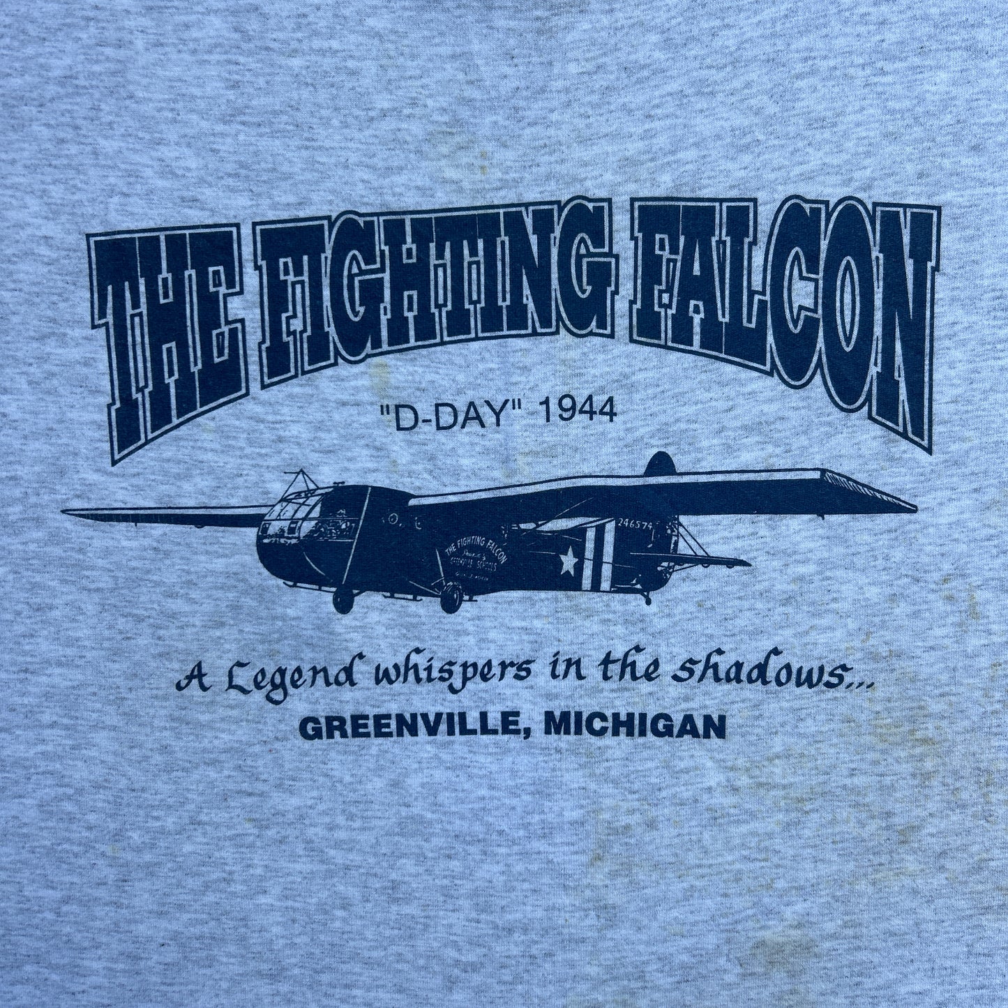 Vintage 90s The Fighting Falcon, "D-Day 1944" Greenville, Michigan T-shirt
