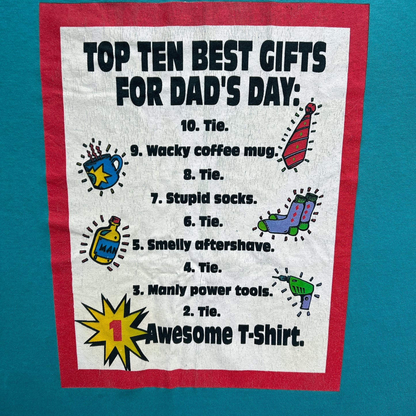 Vintage 80s Top Ten Best Gifts For Dad's Day, Fathers Day T-shirt