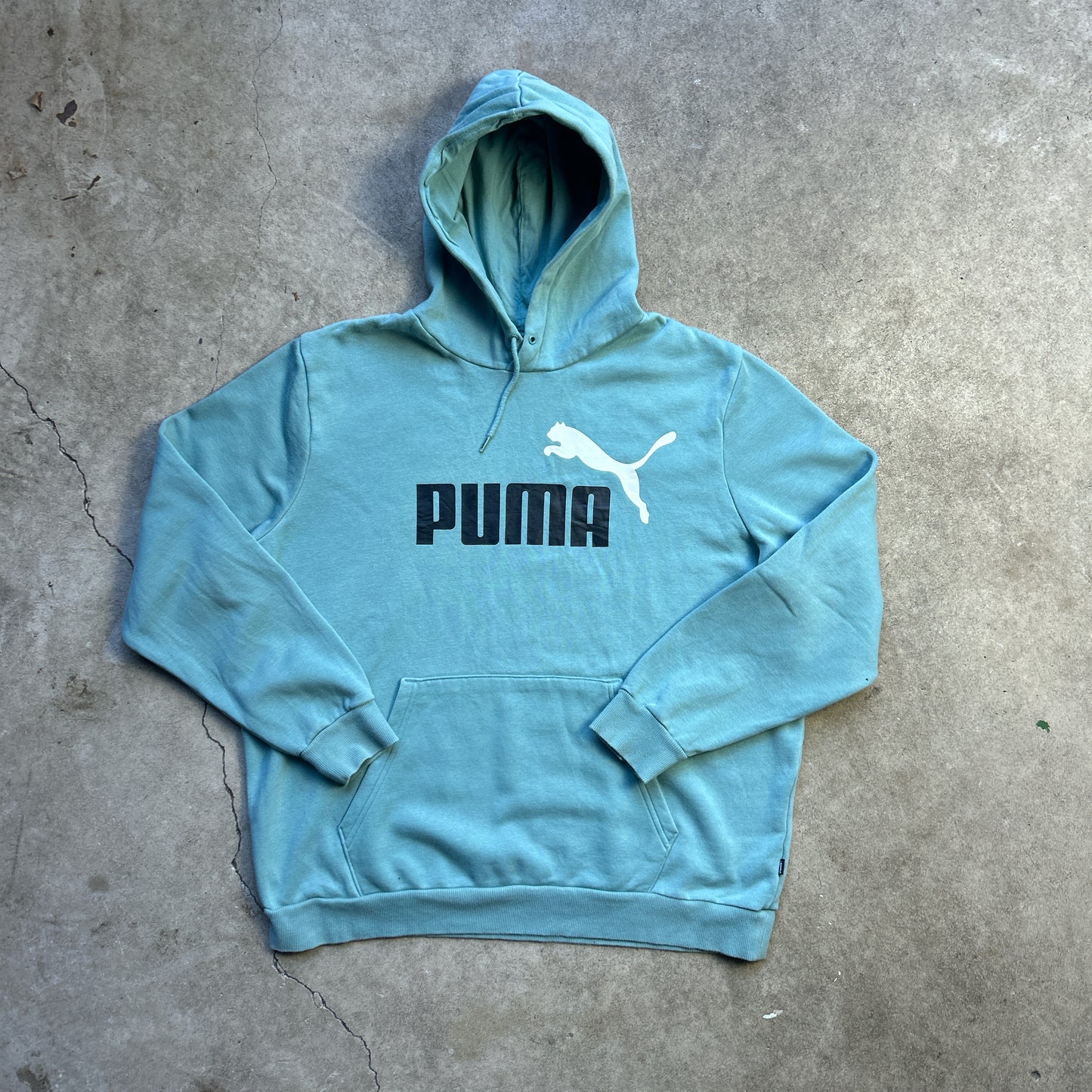 Vintage 2000s Aqua Blue Puma Hooded Jumper