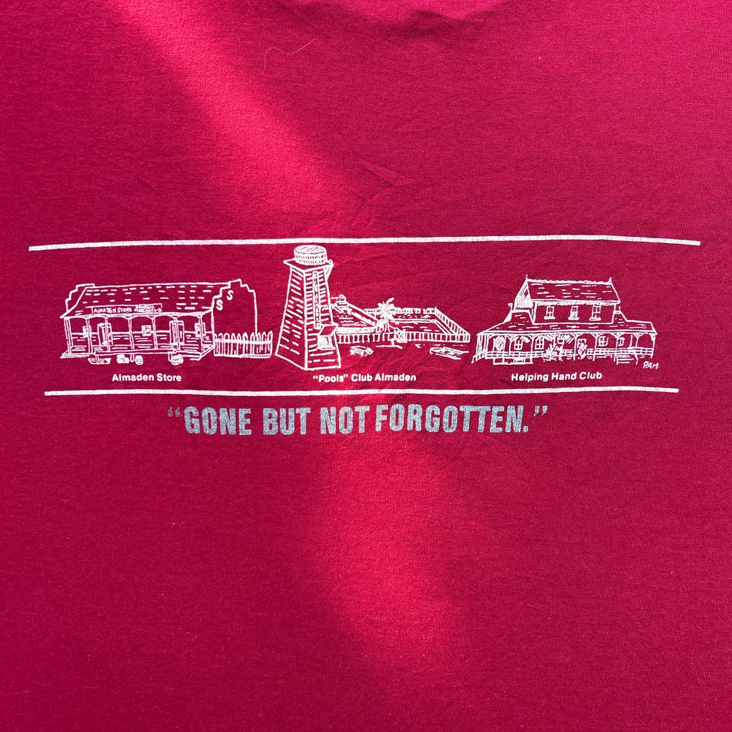 Vintage 80s New Almaden Days, Historic New Almaden 1985, "Gone But Not Forgotten" T-shirt