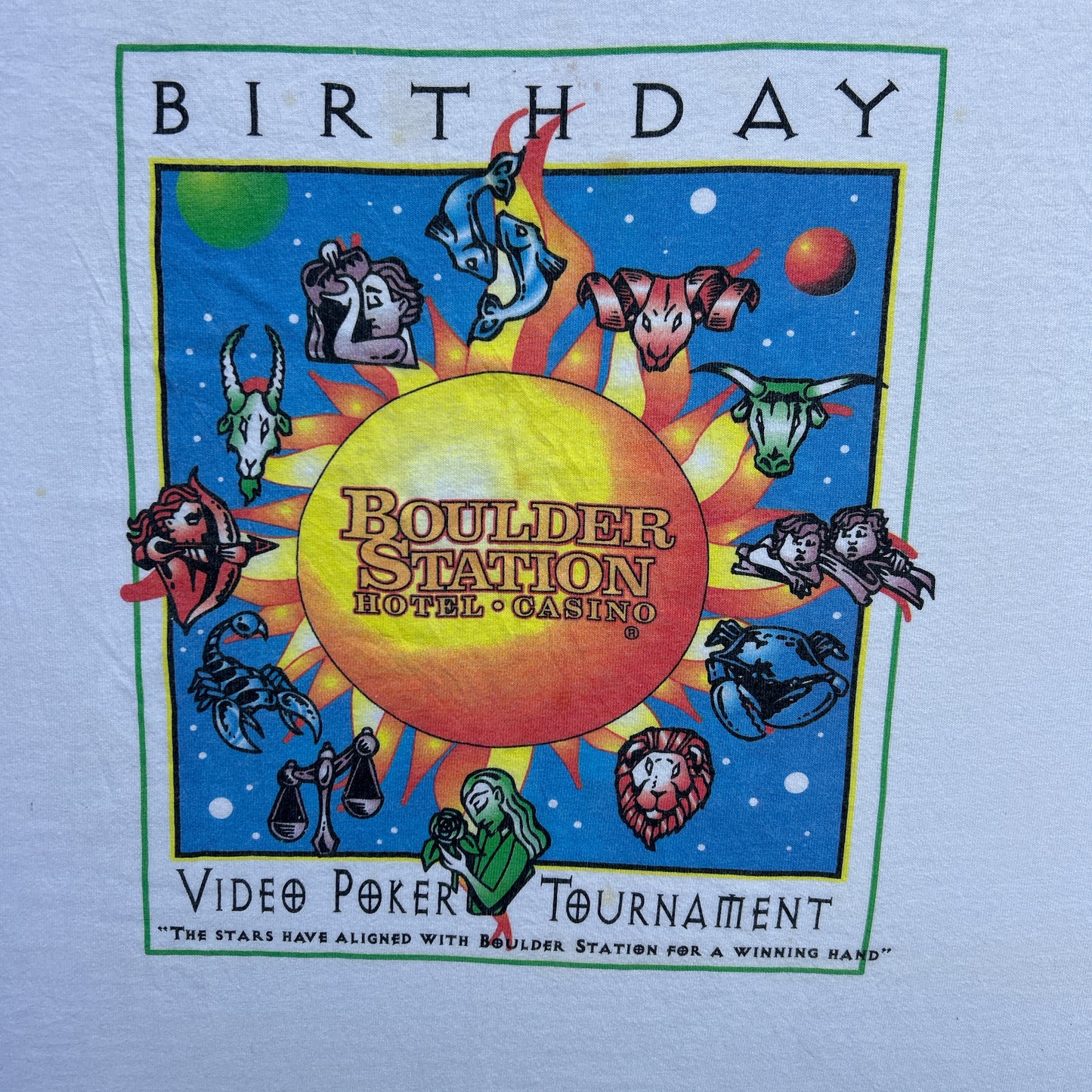 Vintage 90s Boulder Station Hotel & Casino, Birthday Video Poker Tournament T-shirt