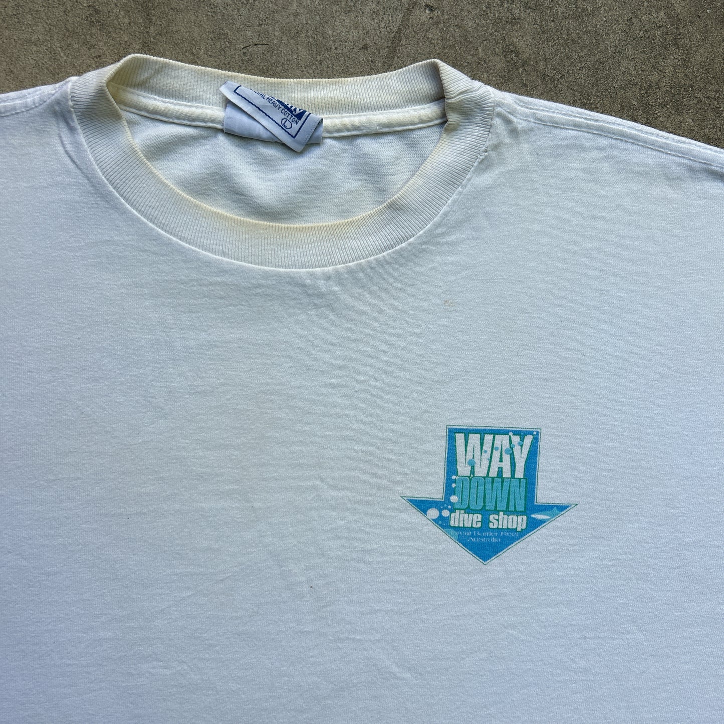 Vintage 90s Australian Diving, Way Down Dive Shop, Great Barrier Reef Australia T-shirt
