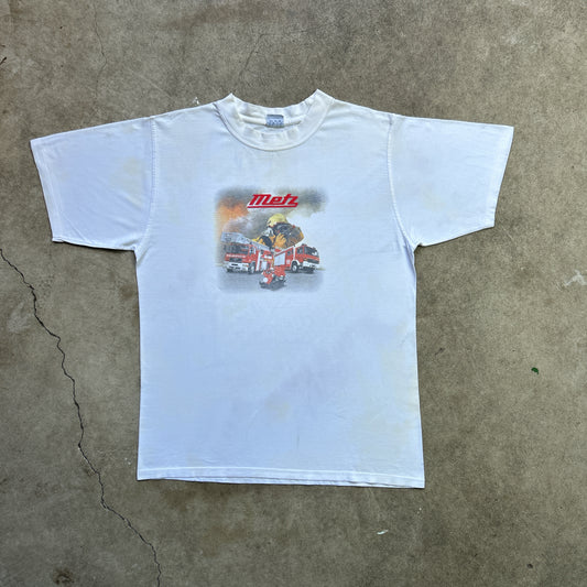 Vintage 90s Firefighter & Firetruck Metz T-shirt