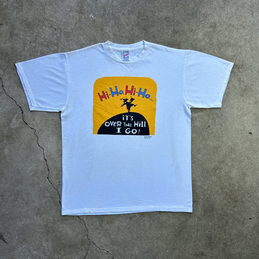 Vintage 90s Hi, Ho, Hi, Ho, It's Over The Hill I Go! Shoebox HallMark Cards T-shirt