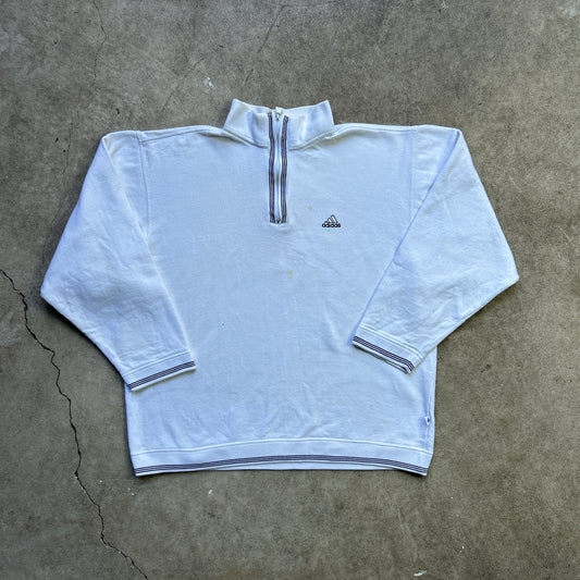 Vintage 90s Adidas Quater Zip Two-tone Collared Sweatshirt
