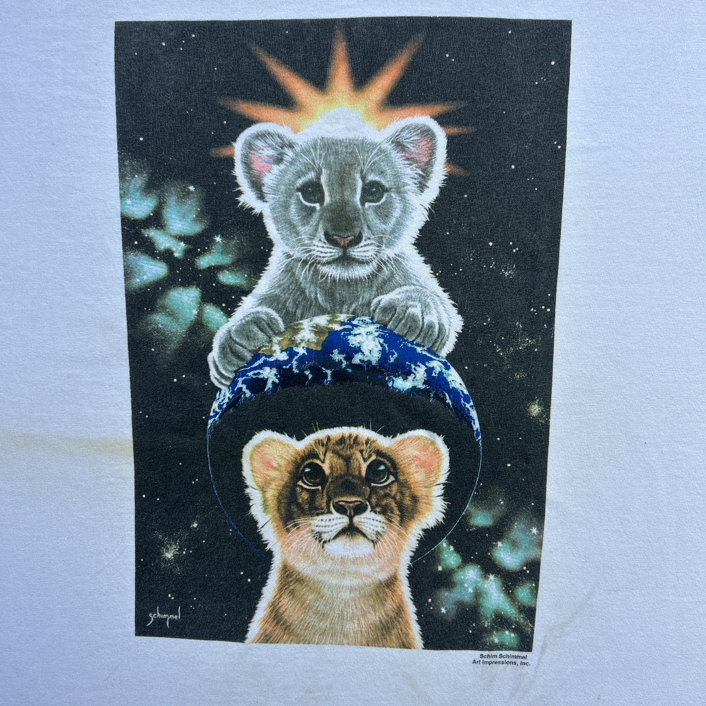 Vintage 90s Big Cats "Lion and Tiger" Around the Globe T-shirt