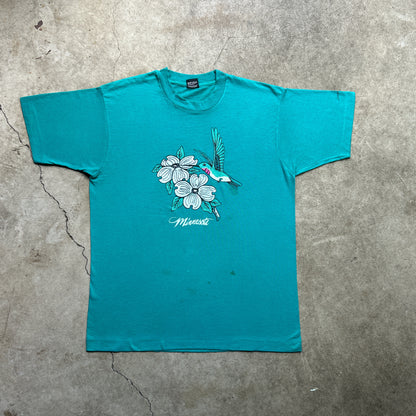 Vintage 90s Minnesota, USA, Hummingbird in a Flower T-shirt