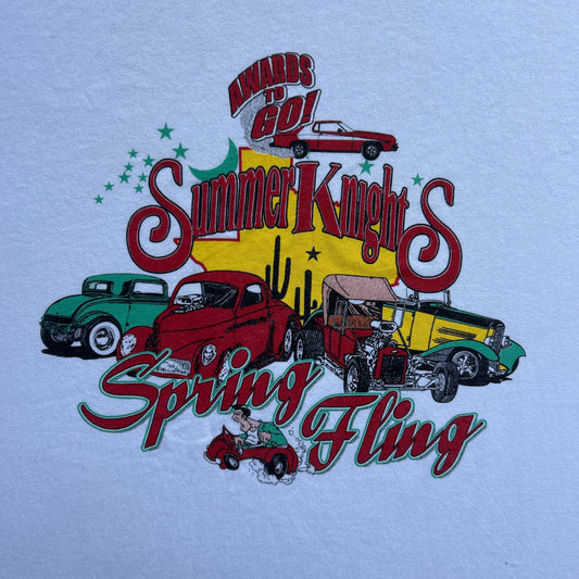 Vintage 90s Summer Knights Spring Fling Hot Rod Cars T-shirt