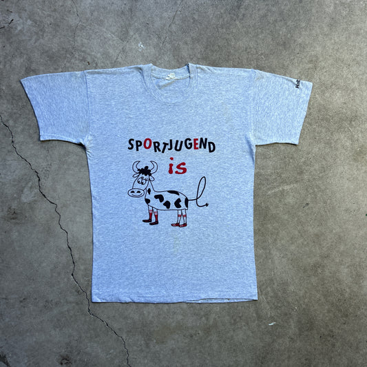 Vintage 80s German "Sportjugend" Is Cartoon Cow T-shirt