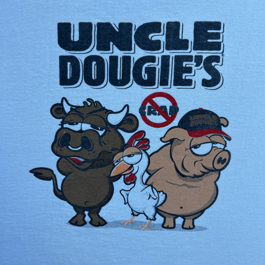 Vintage 90s Cartoon Pig, Chicken, and Bull, Uncle Dougies, No Crap T-shirt