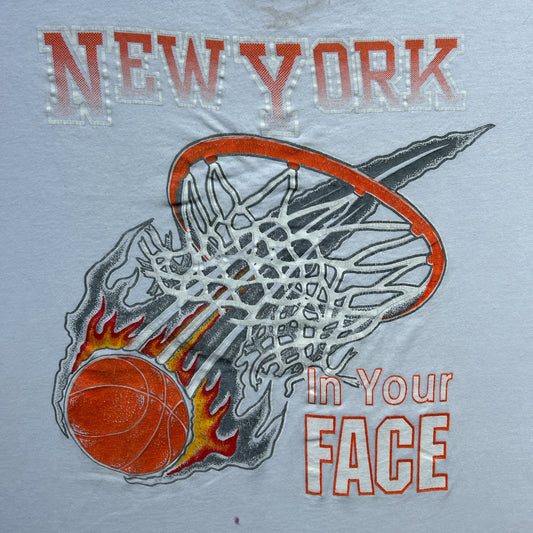 Vintage 80s Basketball On Fire, "In Your Face" T-shirt