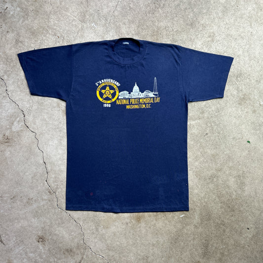 Vintage 80s National Police Memorial Day Washington D.C USA 1988 5th Anniversary Graphic Print T-shirt