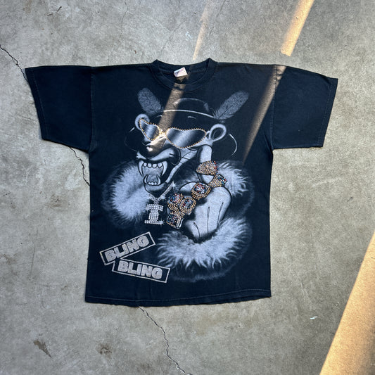 Vintage Rare 90s Pink Panther Bling Bling Bedazzled T-shirt