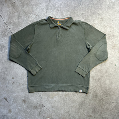 Vintage 2000s Khaki Green Carhartt Quater Zip Jumper