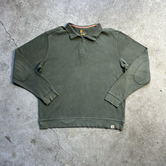 Vintage 2000s Khaki Green Carhartt Quater Zip Jumper