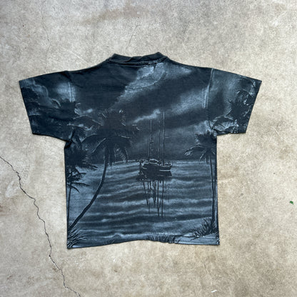 Vintage 90s AOP Cayman Islands Pirate T-shirt
