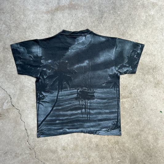 Vintage 90s AOP Cayman Islands Pirate T-shirt