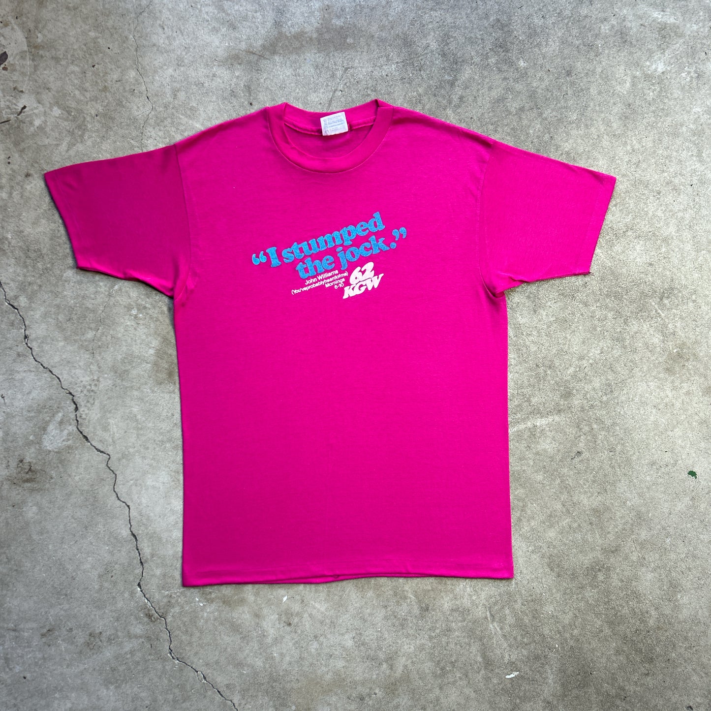 Vintage 80s "I Stumped The Jock" 62 KGW With John Williams T-shirt