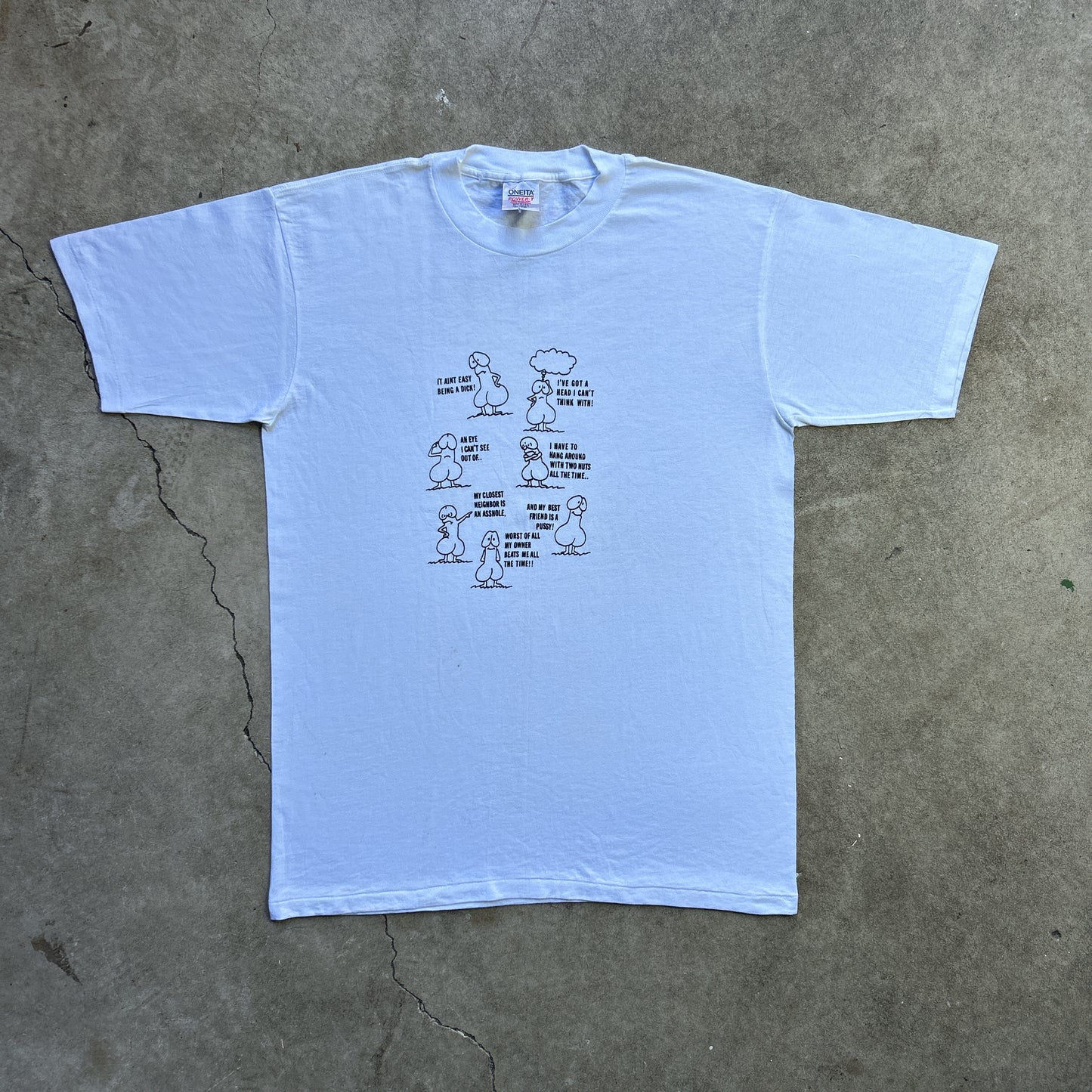 Vintage 90s Dick Joke Comic Strip T-shirt