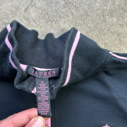 Vintage 2000s Lauren Ralph Lauren Pink and Black Tracksuit Jumper