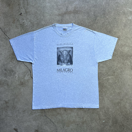 Vintage 90s New Mexico, Milagro Vineyard Pig Art "eat or be eaten" T-shirt