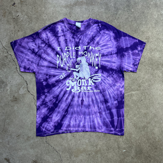 Vintage 2000s "I Did The Purple Monkey At Monks Bar Wisconsin Dells" Tie Dye T-shirt