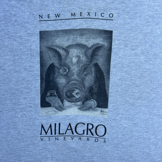 Vintage 90s New Mexico, Milagro Vineyard Pig Art "eat or be eaten" T-shirt