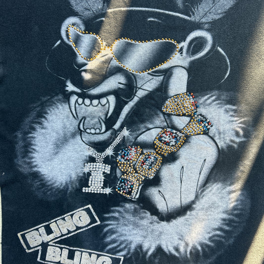 Vintage Rare 90s Pink Panther Bling Bling Bedazzled T-shirt