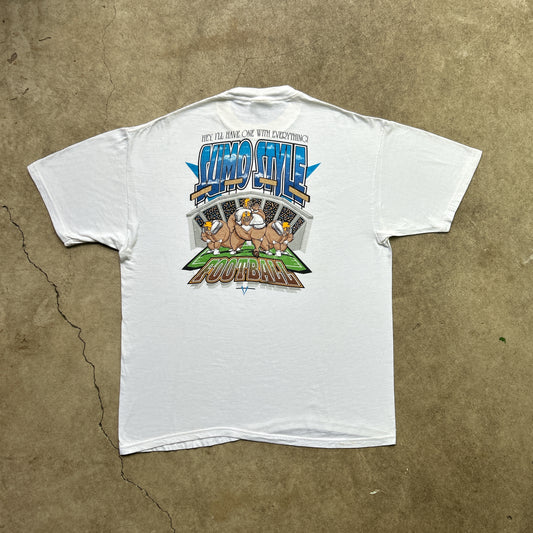 Vintage 90s "Hey I'll Have One With Everything", Sumo Style Football T-shirt