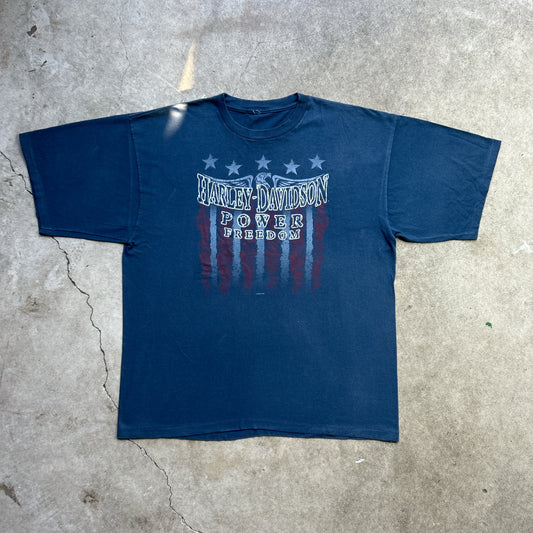 Vintage 2000s Harley Davidson Motorcycles, Power Freedom, New Hampshire T-shirt