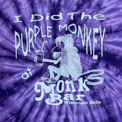 Vintage 2000s "I Did The Purple Monkey At Monks Bar Wisconsin Dells" Tie Dye T-shirt