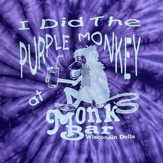 Vintage 2000s "I Did The Purple Monkey At Monks Bar Wisconsin Dells" Tie Dye T-shirt