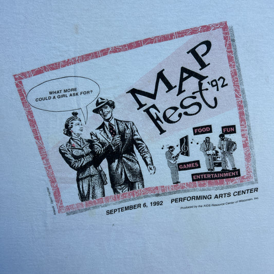 Vintage 90s Map Fest Performing Arts Centre Concert, USA 1992 T-shirt