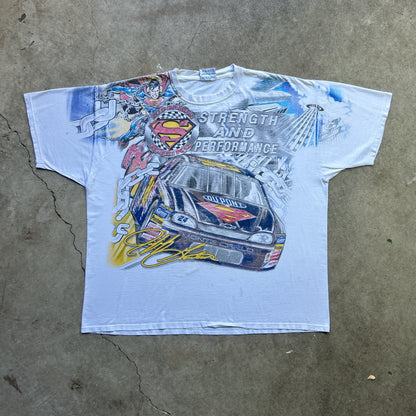 Vintage Rare 90s Jeff Gordon NASCAR X Superman Comics 1999 AOP T-shirt