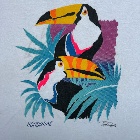 Vintage 80s Honduras Toucans,  Colourful Art T-shirt