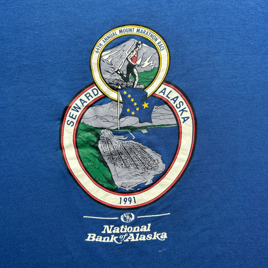 Vintage 90s 64th Annual Mount Marathon Race, Steward, ALASKA, 1991 Charity Run Club T-shirt