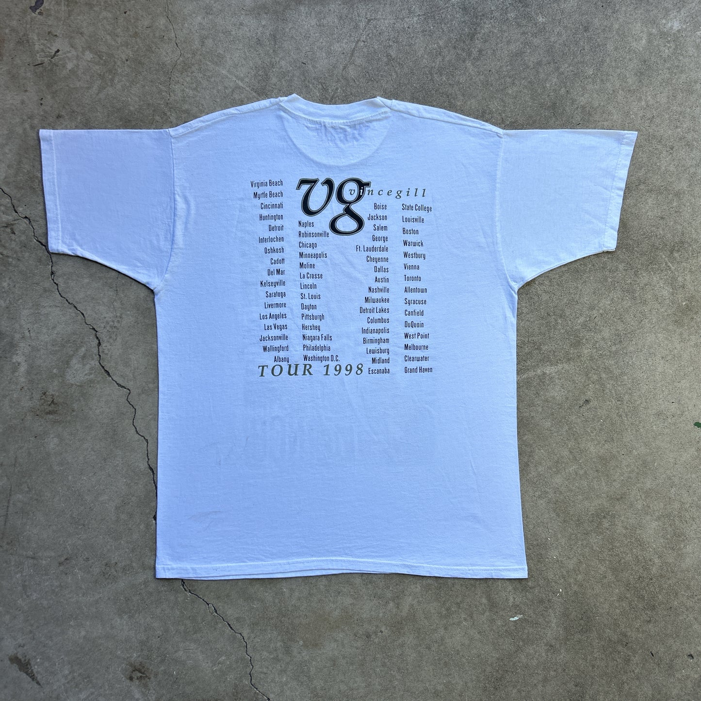 Vintage 90s Vince Gill 1998 USA Music Tour T-Shirt