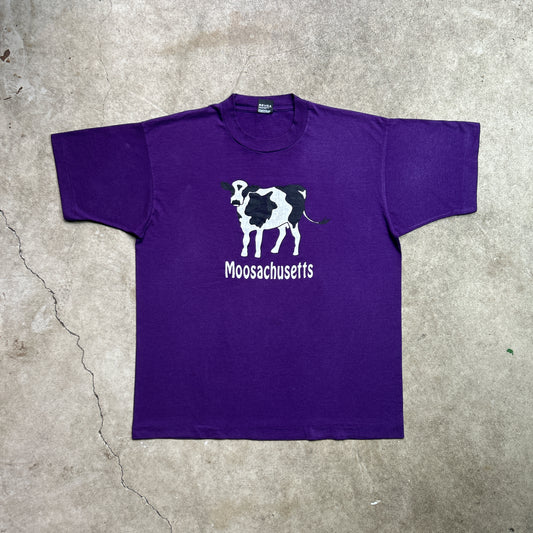 Vintage 90s Retro Funny Cow Tee, Massachusetts, USA, America MOOSACHUSETTS Graphic print T-shirt