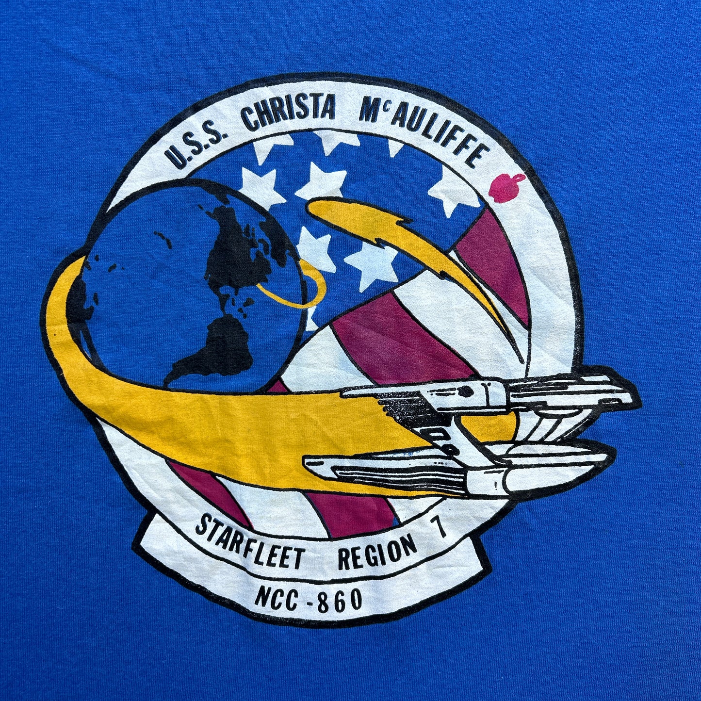 Vintage 80s U.S.S Christa McAuliffe Starfleet Region 1 T-shirt
