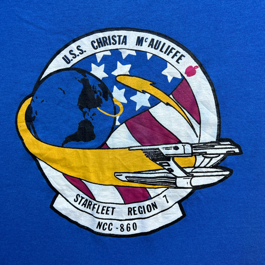 Vintage 80s U.S.S Christa McAuliffe Starfleet Region 1 T-shirt