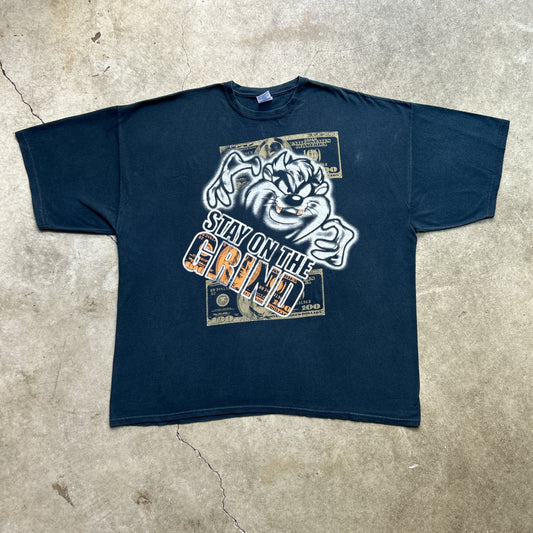 Vintage 90s Rare TAZ Looney Tunes Bejewelled, Stay on the Grind T-shirt