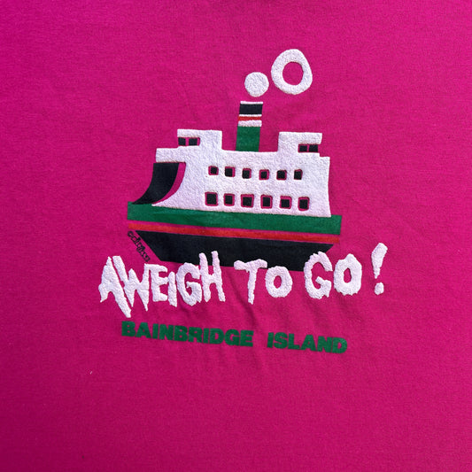 Vintage 90s Aweigh To Go! Bainbridge Island Boat T-shirt